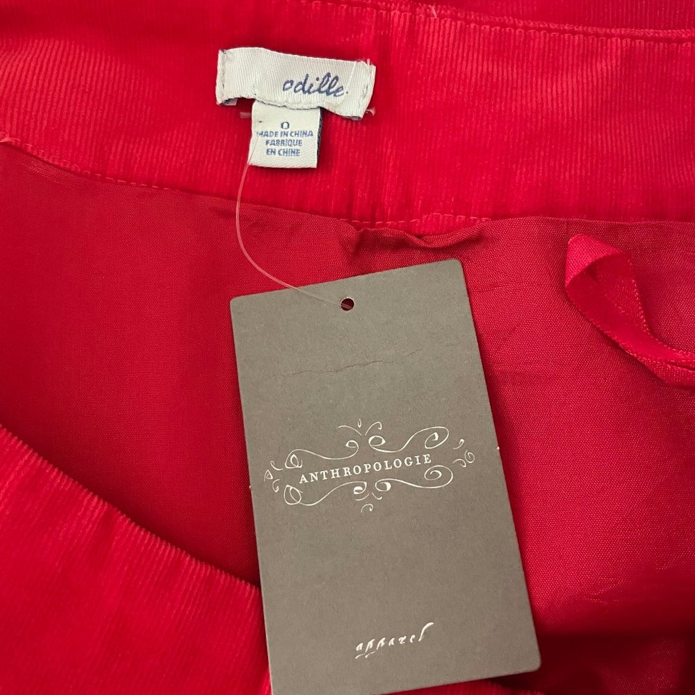 Anthropologie Brigadier Skirt Size 0, Red Corduroy Pencil By Odille NWT - Picture 5 of 7
